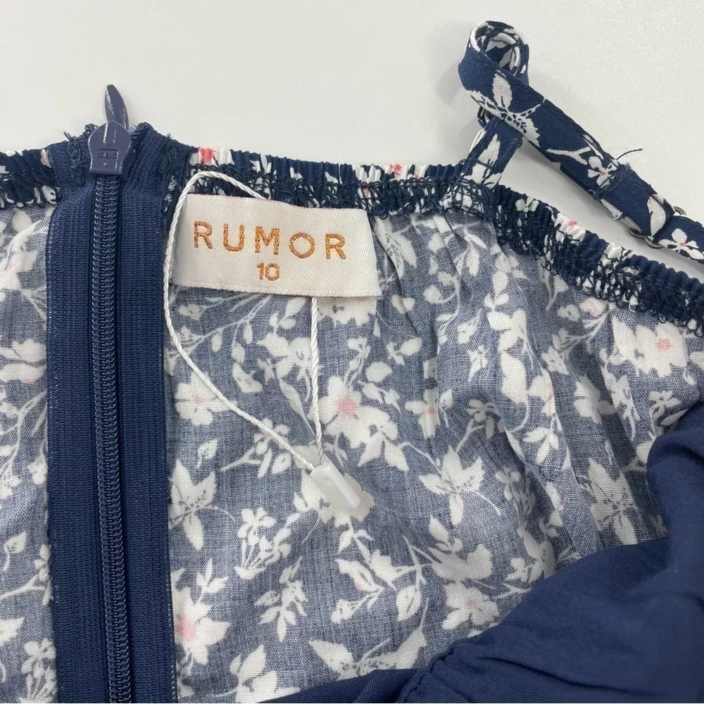 RUMOR Floral Ditzy Daisy Navy Blue spaghetti strap lined mini‎ dress - Picture 9 of 9